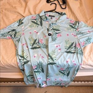 Bad Birdie XL Floral Tropical Polo Shirt